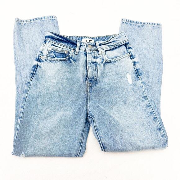 Lovers and Friends High Rise Rigid Slim Straight Button Fly Denim Jeans Size 24 - Picture 4 of 10